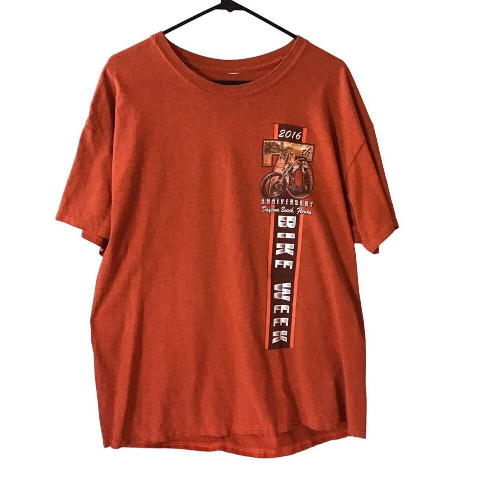 Bike Week Daytona 75th Anniversary 2016 Tee No Tag  2 Sided Graphic